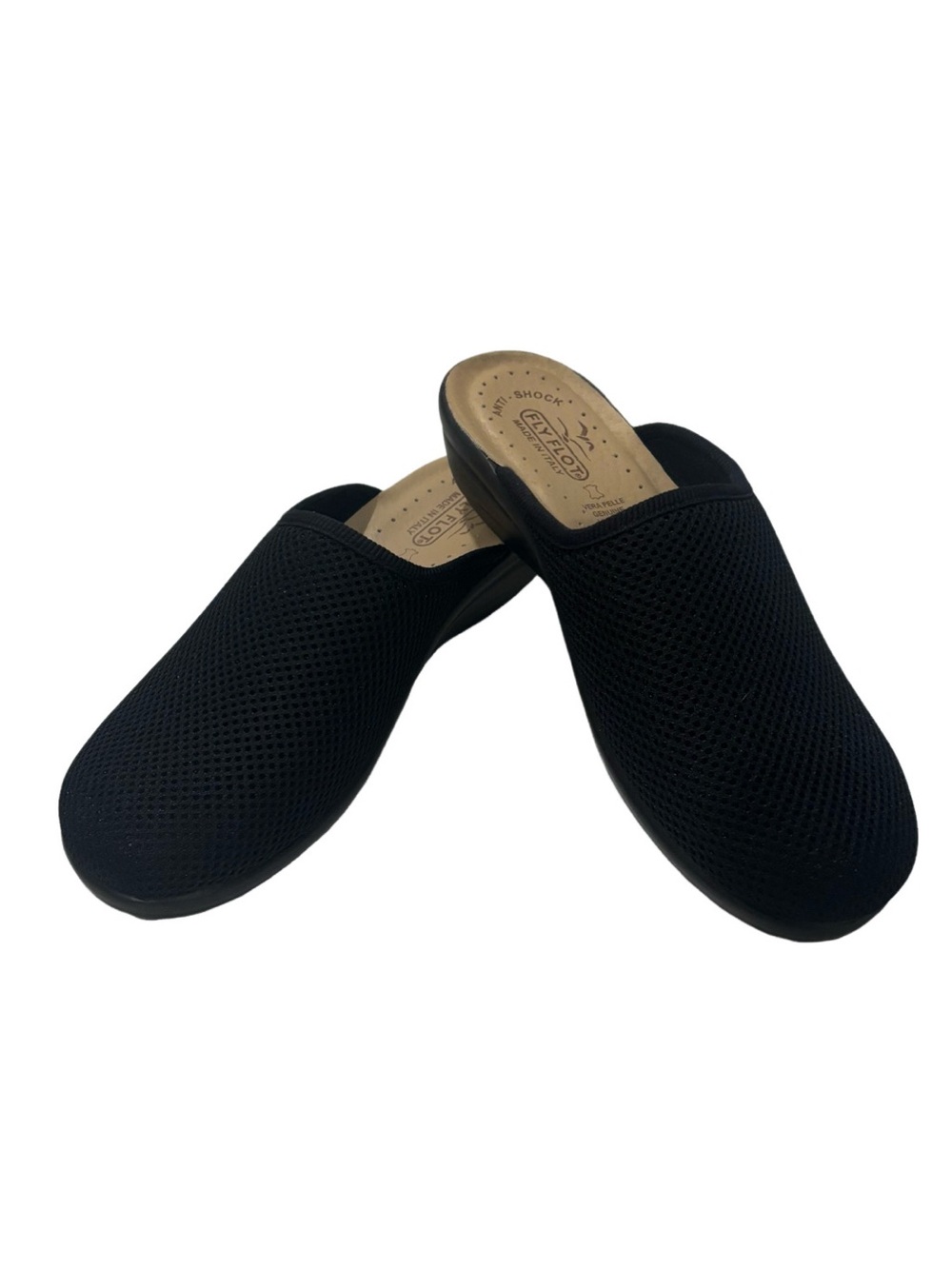 Fly Flot Anatomic Anti-Shock Comfort Mesh Clog Slippers Black Women Size 7.5 38